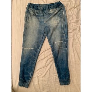 Printed Soft Jean Joggers, Size M tts